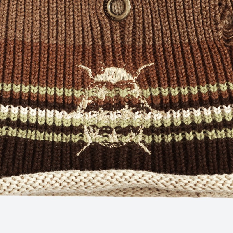 Metal Eyelet Layered Beanie